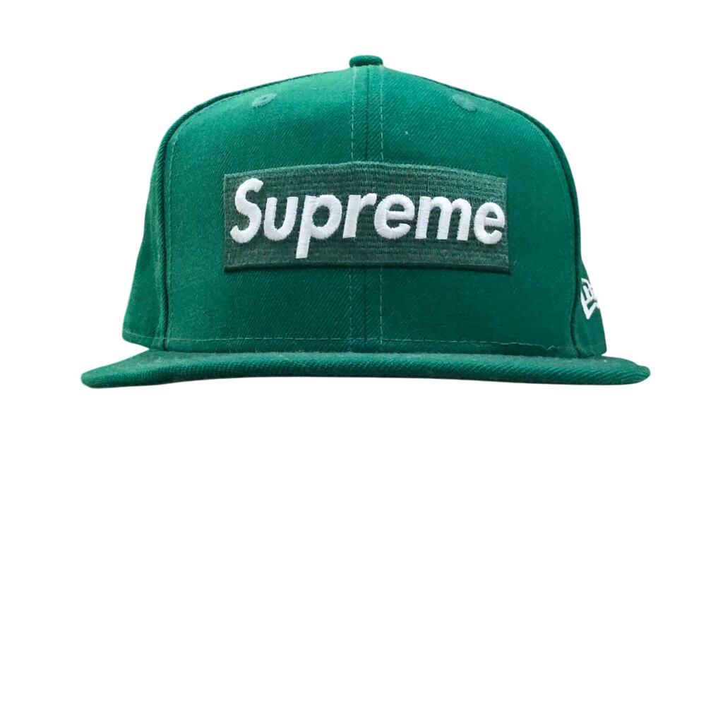Supreme New Era Men's Box Logo Playboy World Famous Green Fitted Hat size 7 5/8